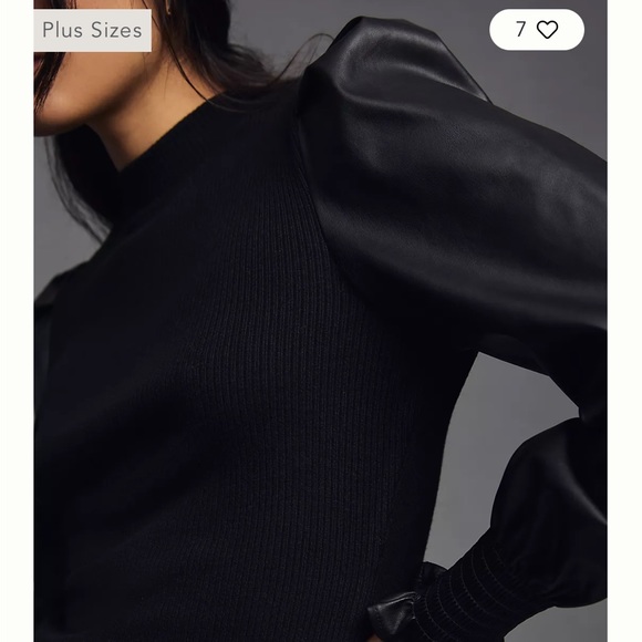 Anthropologie Dolan Faux leather sweater top - Picture 3 of 8